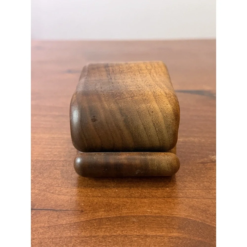Vintage MCM Fred & Marilyn Buss Sculptural Wood Trinket Box Walnut Mushroom 5